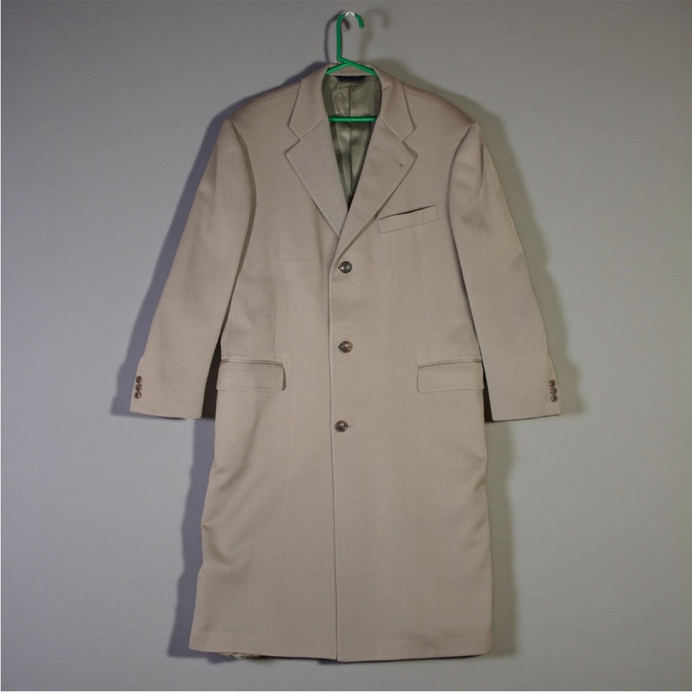 Vintage BURBERRY London Wool Overcoat Mens 42 Reg L-XL Olive Made In USA Y2K